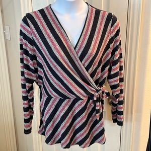 Lane Bryant Size 22/24 stripped long sleeve blouse.